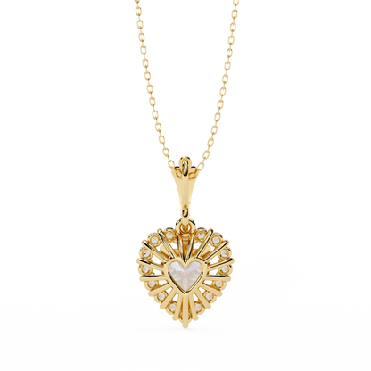Amour Radiant – Heart Halo Lab Diamond Pendant in 14K Gold