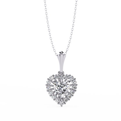 Amour Radiant – Heart Halo Lab Diamond Pendant in 14K Gold