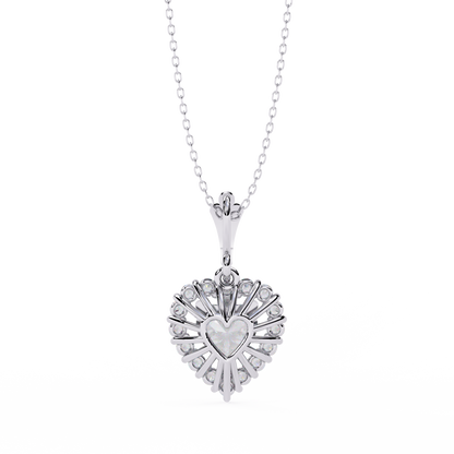 Amour Radiant – Heart Halo Lab Diamond Pendant in 14K Gold