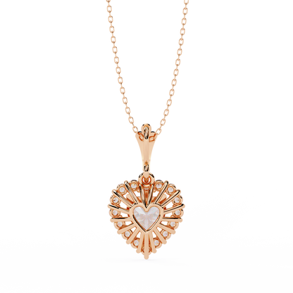 Amour Radiant – Heart Halo Lab Diamond Pendant in 14K Gold