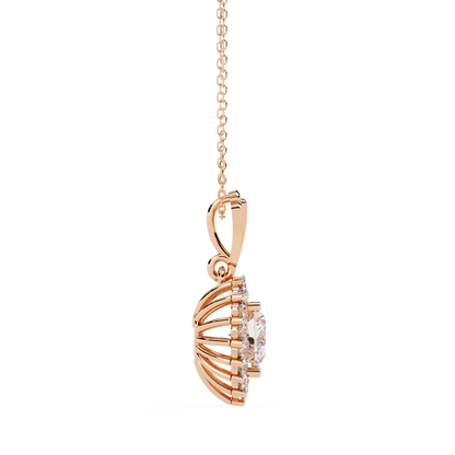 Amour Radiant – Heart Halo Lab Diamond Pendant in 14K Gold