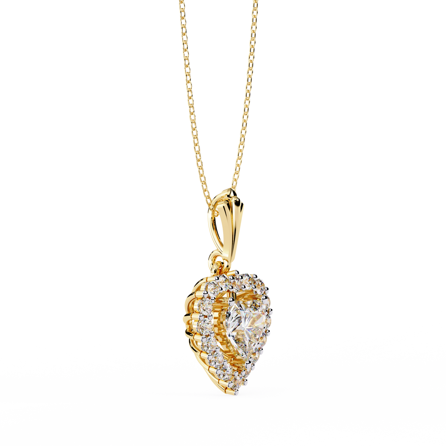 Amour Radiant – Heart Halo Lab Diamond Pendant in 14K Gold