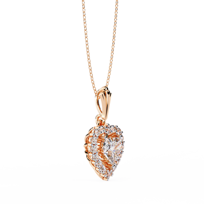 Amour Radiant – Heart Halo Lab Diamond Pendant in 14K Gold