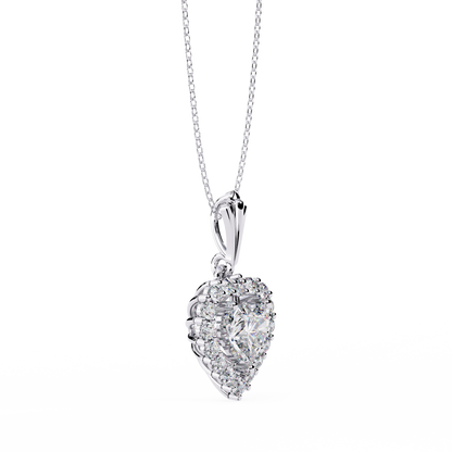 Amour Radiant – Heart Halo Lab Diamond Pendant in 14K Gold