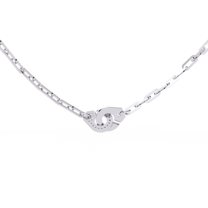 Bold Link – Oval Pavé Diamond Clasp Necklace in 14K Gold
