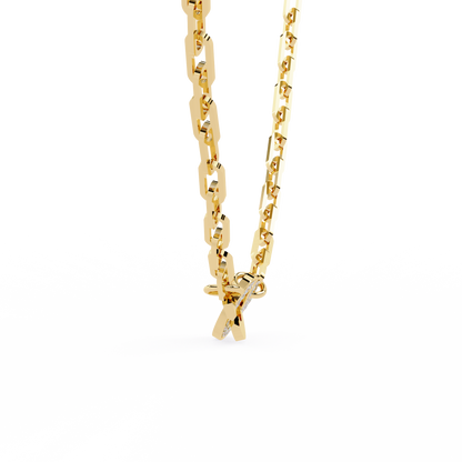 Bold Link – Oval Pavé Diamond Clasp Necklace in 14K Gold