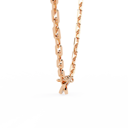 Bold Link – Oval Pavé Diamond Clasp Necklace in 14K Gold