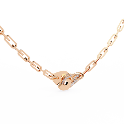 Bold Link – Oval Pavé Diamond Clasp Necklace in 14K Gold