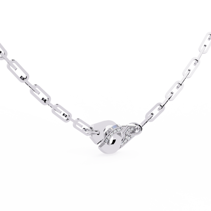 Bold Link – Oval Pavé Diamond Clasp Necklace in 14K Gold
