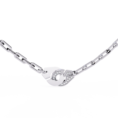 Bold Link – Oval Pavé Diamond Clasp Necklace in 14K Gold