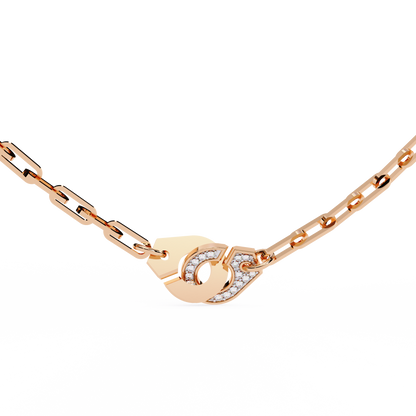 Bold Link – Oval Pavé Diamond Clasp Necklace in 14K Gold