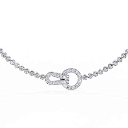 Unity Lock – Diamond Bezel Tennis Necklace in 14K Gold