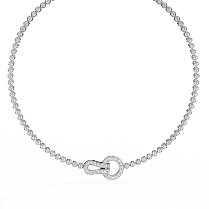 Unity Lock – Diamond Bezel Tennis Necklace in 14K Gold