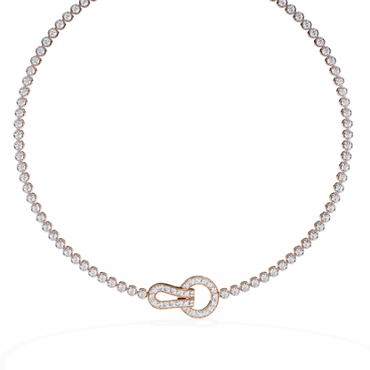 Unity Lock – Diamond Bezel Tennis Necklace in 14K Gold