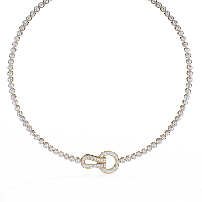Unity Lock – Diamond Bezel Tennis Necklace in 14K Gold