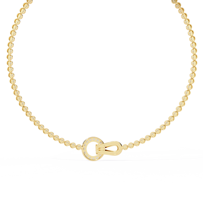 Unity Lock – Diamond Bezel Tennis Necklace in 14K Gold