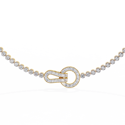 Unity Lock – Diamond Bezel Tennis Necklace in 14K Gold