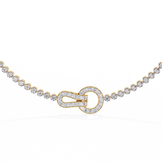 Unity Lock – Diamond Bezel Tennis Necklace in 14K Gold