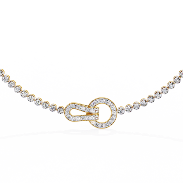 Unity Lock – Diamond Bezel Tennis Necklace in 14K Gold