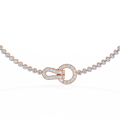 Unity Lock – Diamond Bezel Tennis Necklace in 14K Gold