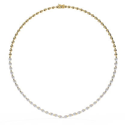 Aurora Curve – Pear Diamond Half Rivière Necklace in 14K Gold