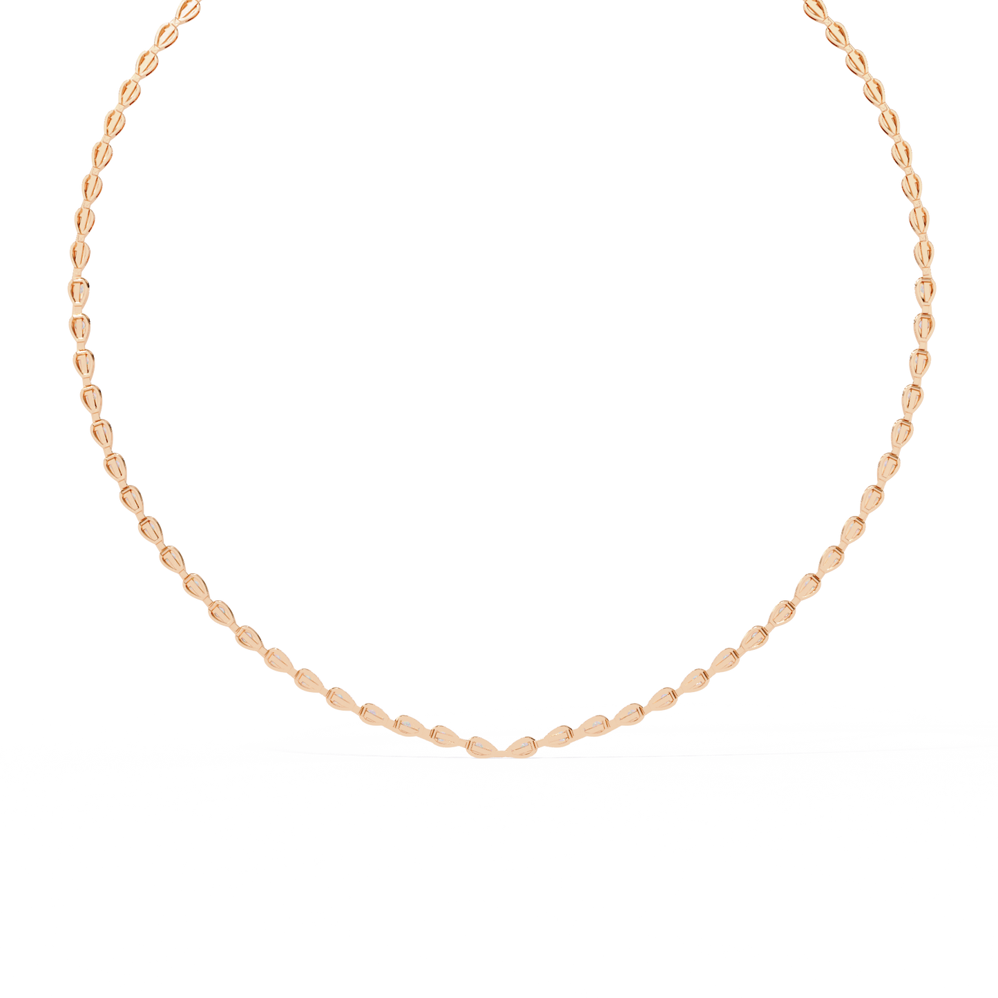 Aurora Curve – Pear Diamond Half Rivière Necklace in 14K Gold
