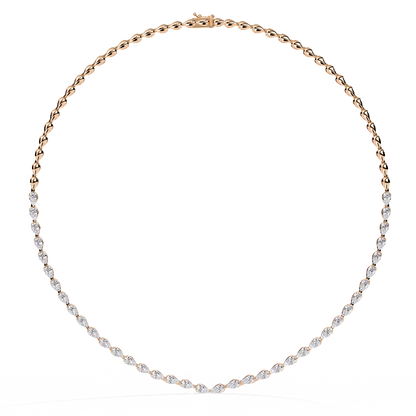 Aurora Curve – Pear Diamond Half Rivière Necklace in 14K Gold