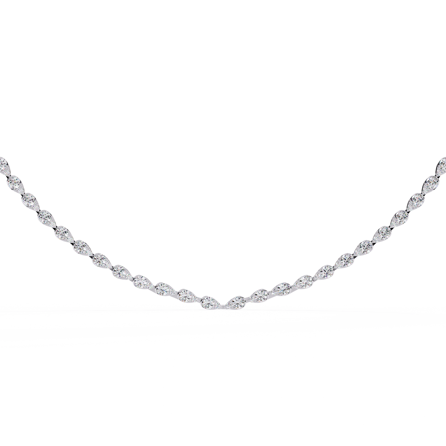 Aurora Curve – Pear Diamond Half Rivière Necklace in 14K Gold