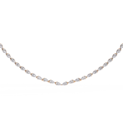 Aurora Curve – Pear Diamond Half Rivière Necklace in 14K Gold