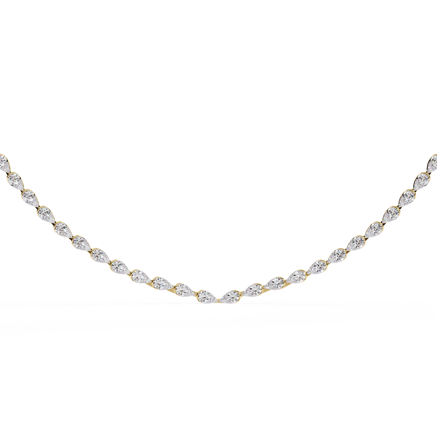 Aurora Curve – Pear Diamond Half Rivière Necklace in 14K Gold