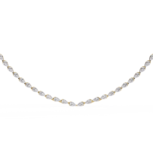 Aurora Curve – Pear Diamond Half Rivière Necklace in 14K Gold