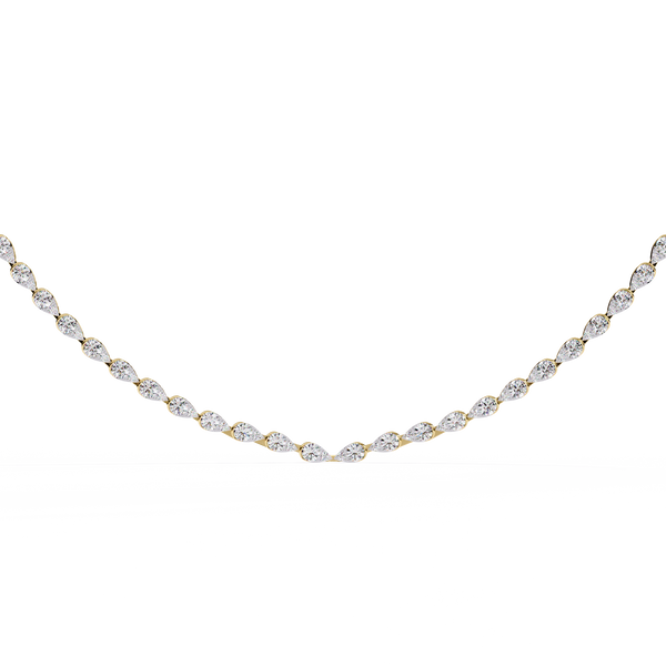 Aurora Curve – Pear Diamond Half Rivière Necklace in 14K Gold