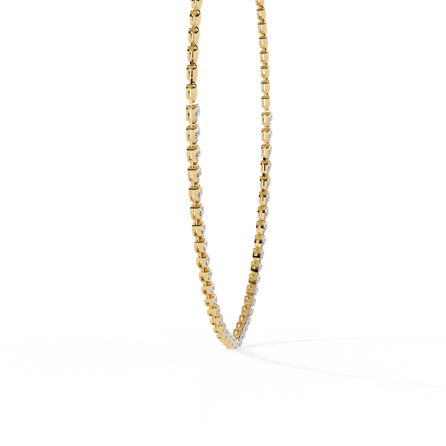 Aurora Curve – Pear Diamond Half Rivière Necklace in 14K Gold