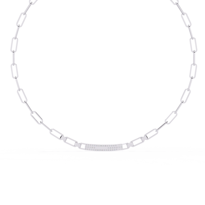 Linear Shine – Pavé Bar Link Chain Necklace in 14K Gold