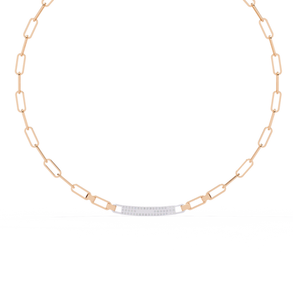 Linear Shine – Pavé Bar Link Chain Necklace in 14K Gold