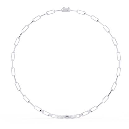 Linear Shine – Pavé Bar Link Chain Necklace in 14K Gold