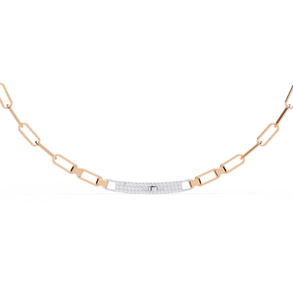 Linear Shine – Pavé Bar Link Chain Necklace in 14K Gold