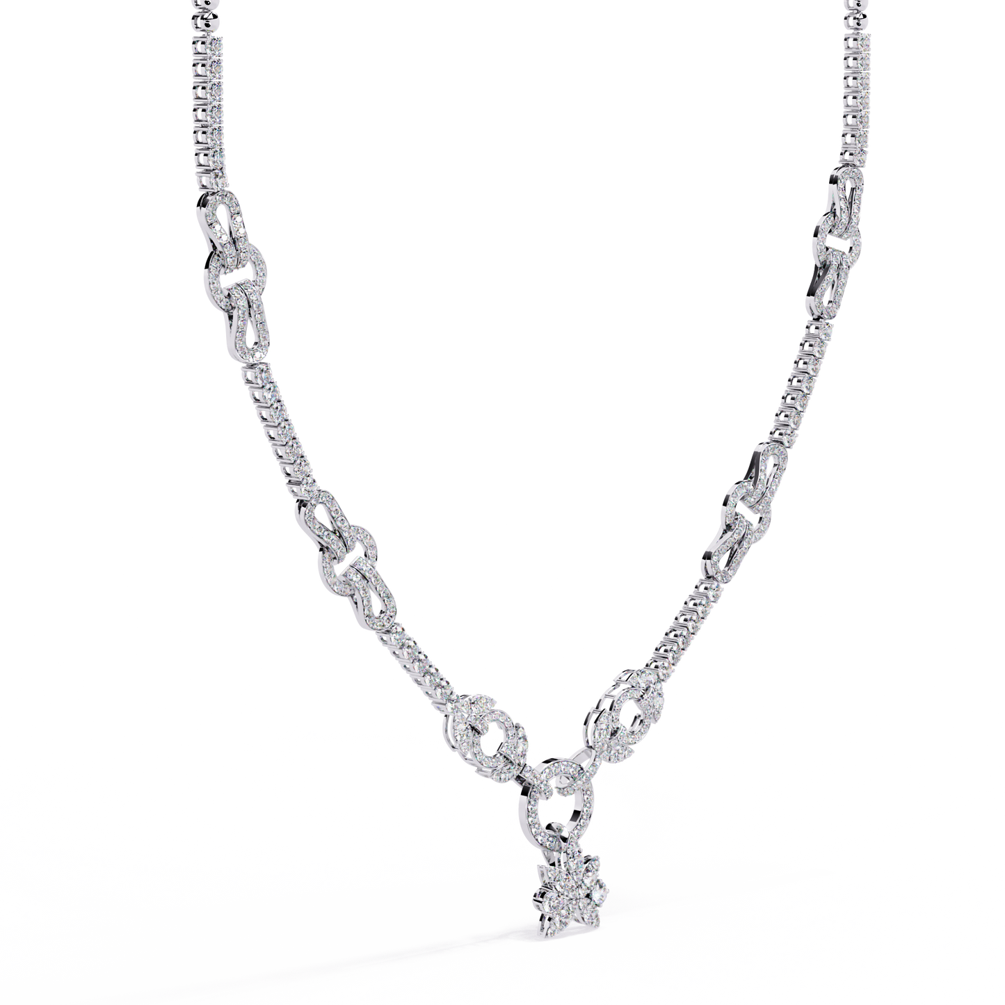 Infinity Knot – Diamond Link Necklace in 14K Gold