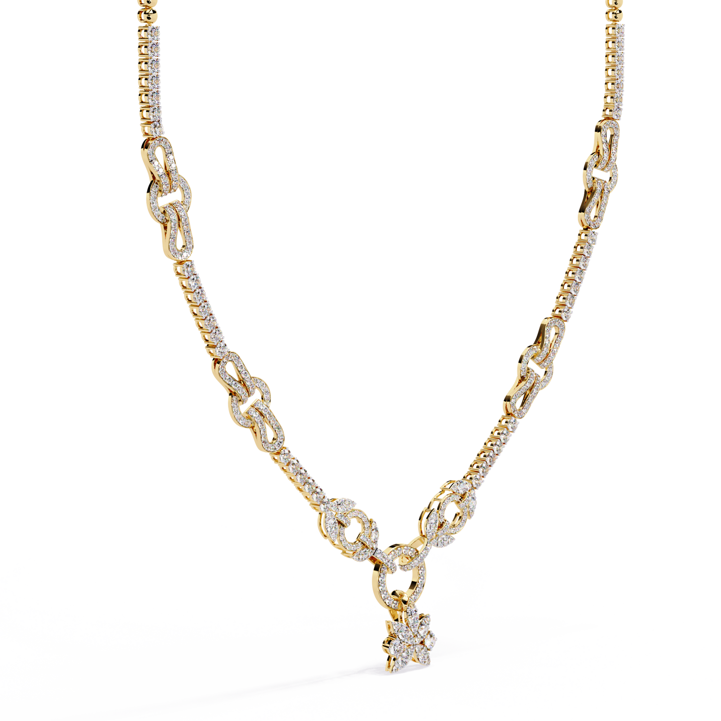 Infinity Knot – Diamond Link Necklace in 14K Gold