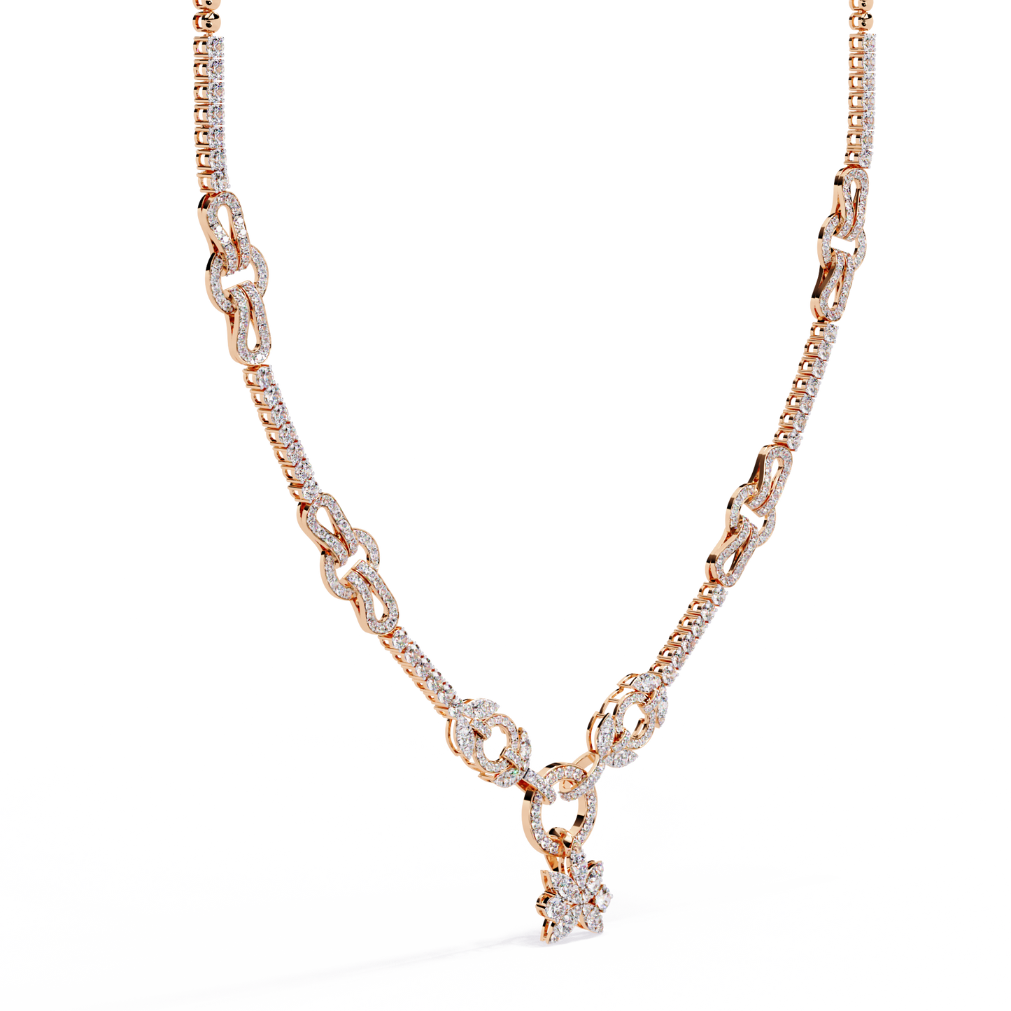 Infinity Knot – Diamond Link Necklace in 14K Gold