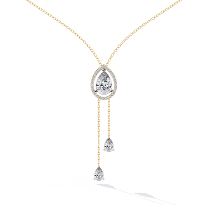 Pear Cascade Halo – Lab Diamond Teardrop Pendant Necklace
