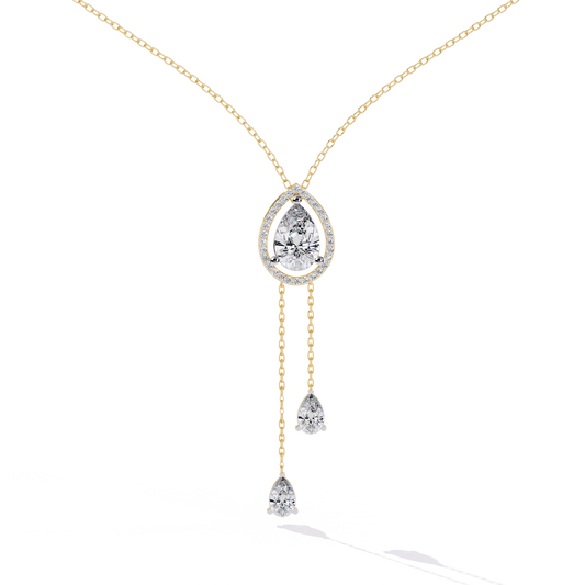 Pear Cascade Halo – Lab Diamond Teardrop Pendant Necklace