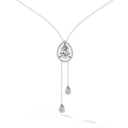 Pear Cascade Halo – Lab Diamond Teardrop Pendant Necklace