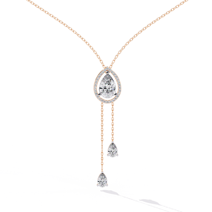 Pear Cascade Halo – Lab Diamond Teardrop Pendant Necklace