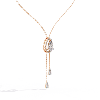 Pear Cascade Halo – Lab Diamond Teardrop Pendant Necklace
