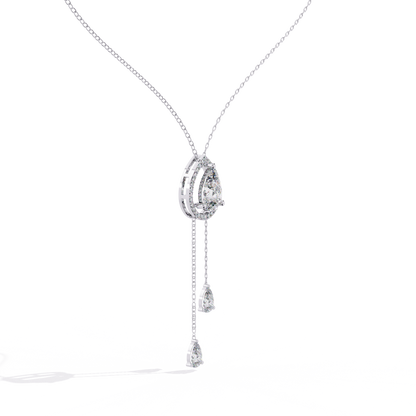 Pear Cascade Halo – Lab Diamond Teardrop Pendant Necklace