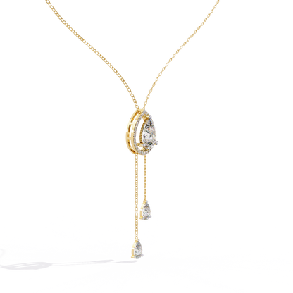 Pear Cascade Halo – Lab Diamond Teardrop Pendant Necklace
