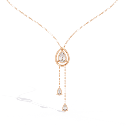 Pear Cascade Halo – Lab Diamond Teardrop Pendant Necklace