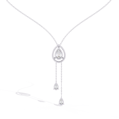 Pear Cascade Halo – Lab Diamond Teardrop Pendant Necklace