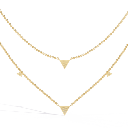 GeoFlare – Diamond Triangle Layered Necklace in 14K Gold